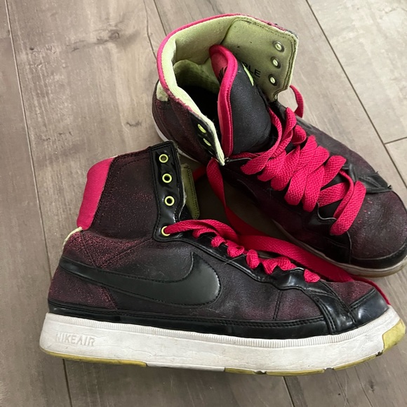 Racing Pink Checkered High Tops Black